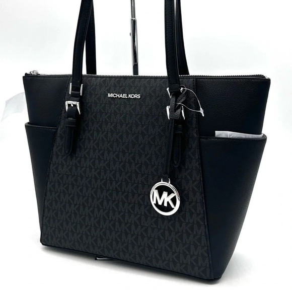 Michael Kors Large Charlotte Tote Bag Black (NWT) - Picture 2 of 10